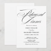 Elegante scriptie repetitie diner zwart en wit kaart (Voorkant / Achterkant)
