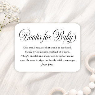 Elegante Scriptie Zwart-Wit Baby Borrel Boeken Voo Informatiekaartje