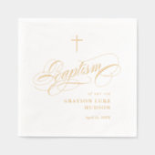 Elegante scriptkalligrafie genderneutraal doopsel folie servetten (Voorkant)