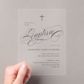 Elegante scriptkalligrafie Neutraal Doopsel Acryl Uitnodigingen (Insitu (Draagbaar))