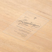 Elegante scriptkalligrafie Neutraal Doopsel Acryl Uitnodigingen (Laagn)