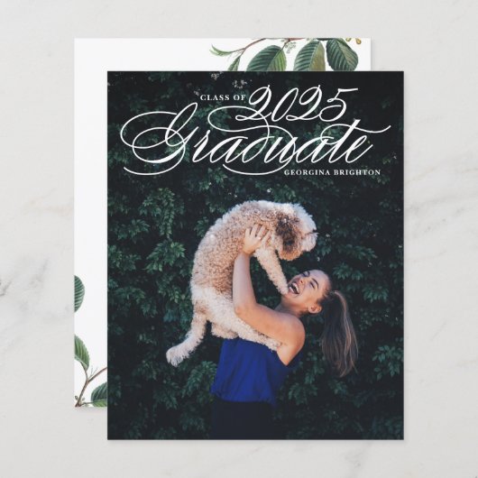 Elegante Scriptklasse van 2024 Afstuderen Invitati (Voorkant / Achterkant)