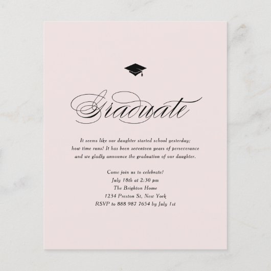 Elegante Scriptklasse van 2024 Afstuderen Invitati (Achterkant)