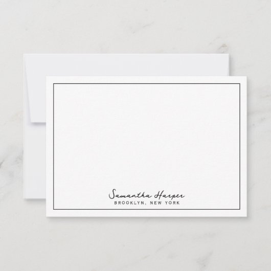 Elegante scriptnaam aangepaste stads locatie notitiekaartje (Voorkant)