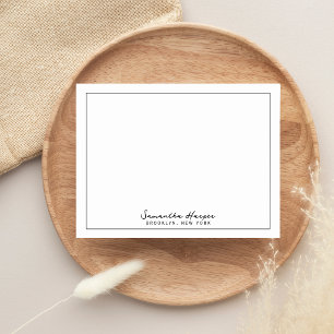 Elegante scriptnaam aangepaste stads locatie notitiekaartje