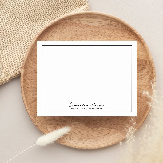 Elegante scriptnaam aangepaste stads locatie notitiekaartje