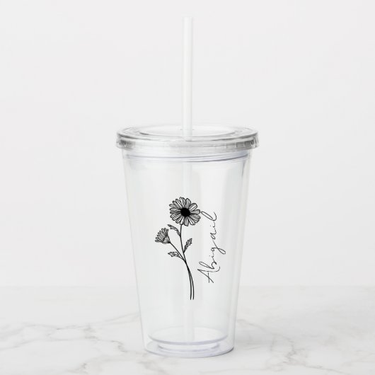 Elegante scriptnaam April Maand Geboorte Bloem Dai Acryl Drinkbeker (Voorkant)