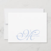 Elegante scriptnaam Blauwe Monogram Plat Notitieka Notitiekaartje (Voorkant)