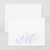 Elegante scriptnaam Blauwe Monogram Plat Notitieka Notitiekaartje (Voorkant / Achterkant)