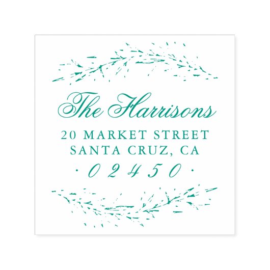 Elegante scriptnaam botanisch retouradres  zelfinktende stempel (Design)