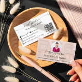 Elegante scriptnaam Circle Business Photo QR-code Visitekaartje