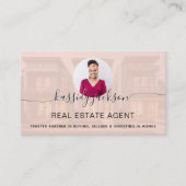 Elegante scriptnaam Circle Business Photo QR-code Visitekaartje (Voorkant)