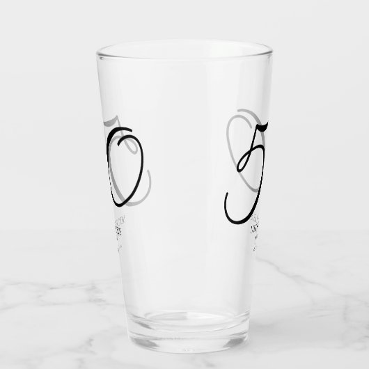 Elegante scriptnaam Datum 50e verjaardag Glas (Links)