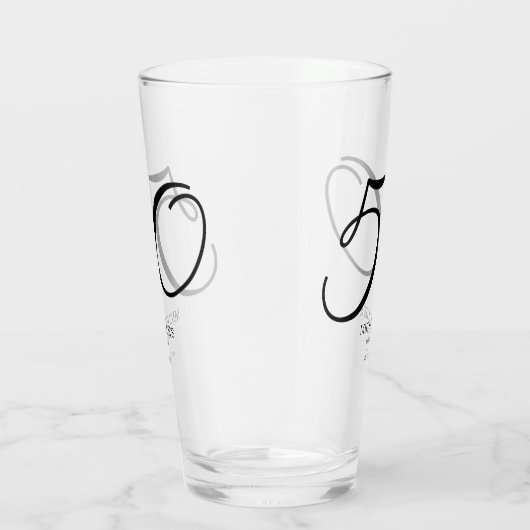 Elegante scriptnaam Datum 50e verjaardag Glas (Rechts)