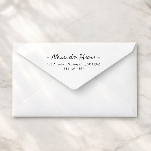 Elegante scriptnaam en adres rubberstempel