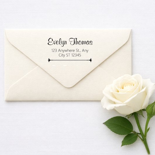 Elegante scriptnaam en retouradres rubberen stempe rubberstempel