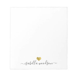 Elegante scriptnaam faux goud folie hart notitieblok
