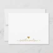 Elegante scriptnaam faux goud folie hart  notitiekaartje (Voorkant)