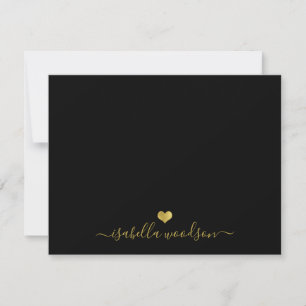 Elegante scriptnaam faux goud folie hart notitiekaartje