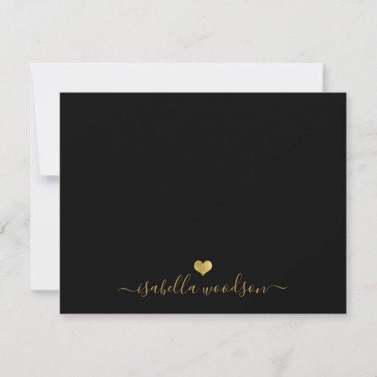 Elegante scriptnaam faux goud folie hart notitiekaartje (Voorkant)