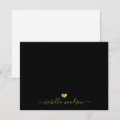 Elegante scriptnaam faux goud folie hart notitiekaartje (Voorkant / Achterkant)