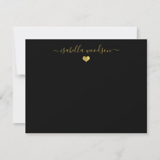 Elegante scriptnaam faux goud folie hart notitiekaartje (Voorkant)