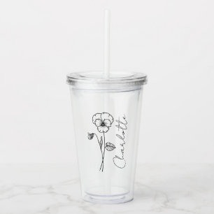 Elegante scriptnaam februari Geboorte Bloem Violet Acryl Drinkbeker