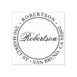 Elegante scriptnaam Formele ronde retour adres Rubberstempel