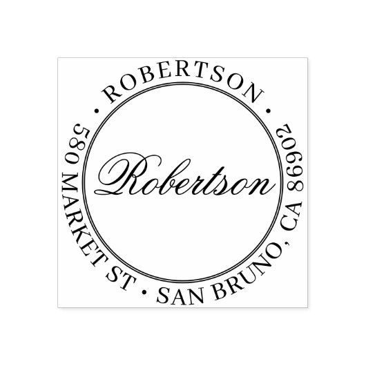 Elegante scriptnaam Formele ronde retour adres Rubberstempel (Afrduk)