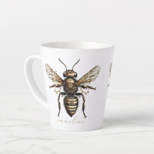 Elegante scriptnaam Golden Bee Latte Mok (Linkerhoek)