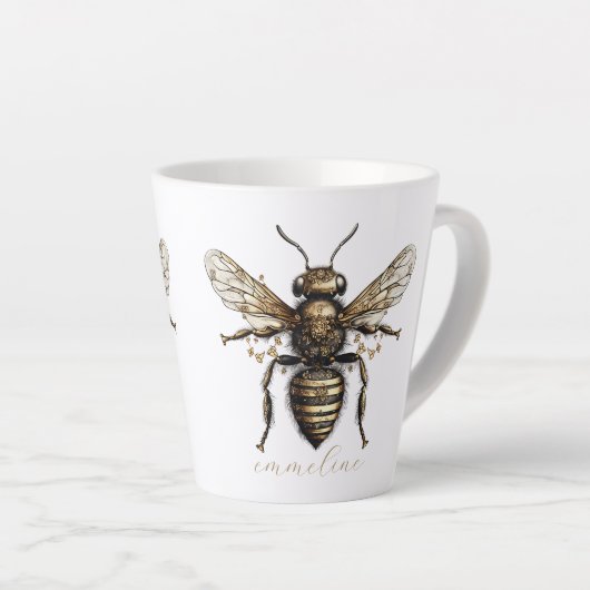 Elegante scriptnaam Golden Bee Latte Mok (Rechterhoek)