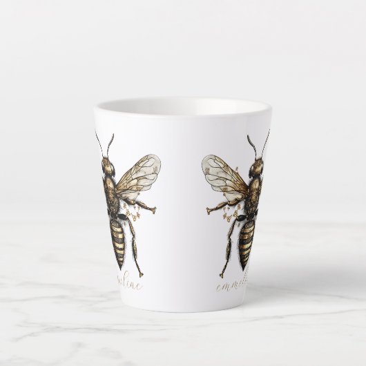 Elegante scriptnaam Golden Bee Latte Mok (Voorkant)