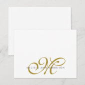 Elegante scriptnaam gouden monogram notitiekaartje (Voorkant / Achterkant)