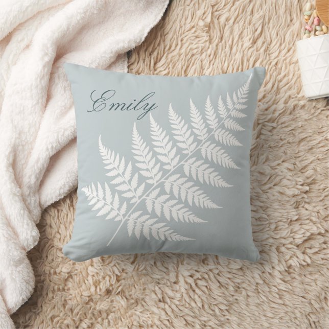 Elegante scriptnaam Icy Blue White Fern Kussen (Deken)