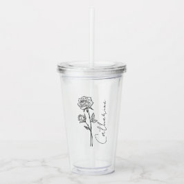 Elegante scriptnaam juni Geboortemaand Bloem Roos Acryl Drinkbeker