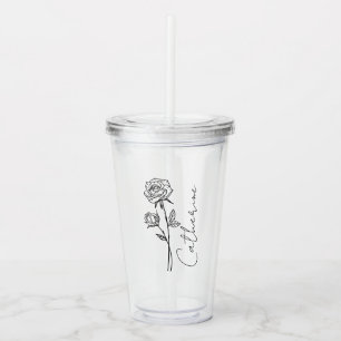 Elegante scriptnaam juni Geboortemaand Bloem Roos Acryl Drinkbeker