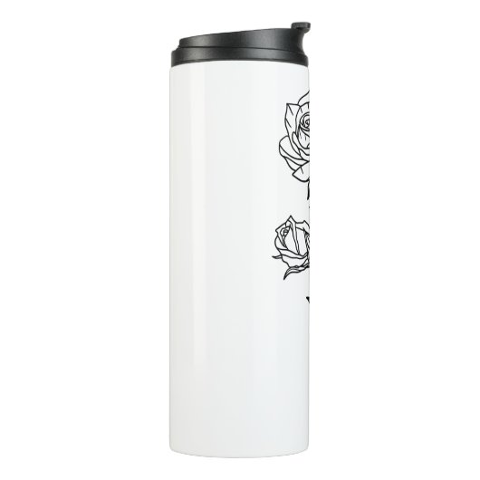 Elegante scriptnaam juni Geboortemaand Bloem Roos Thermosbeker (Gedraaid links)