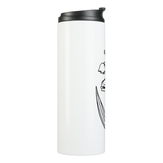 Elegante scriptnaam kan geboortemaand bloem thermosbeker (Gedraaid links)