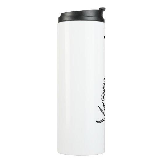 Elegante scriptnaam Larkspur juli Geboorte Bloem Thermosbeker (Gedraaid links)