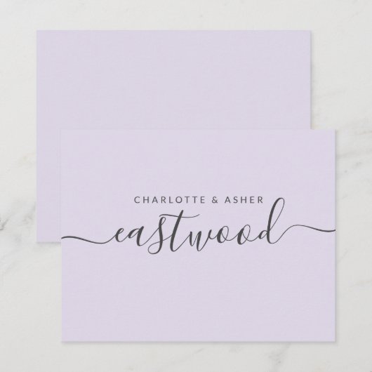 Elegante scriptnaam Lavendel Flat Note Kaart Notitiekaartje (Voorkant / Achterkant)
