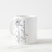 Elegante scriptnaam Lotus Juli Geboortemaand Bloem Koffiemok (Voorkant links)