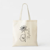 Elegante scriptnaam Lotus Juli Geboortemaand Bloem Tote Bag (Achterkant)