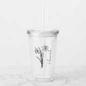 Elegante scriptnaam maart Geboorte Bloem Daffodil Acryl Drinkbeker (Voorkant)