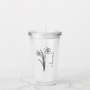 Elegante scriptnaam maart Geboorte Bloem Daffodil Acryl Drinkbeker