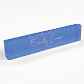 Elegante scriptnaam Minimalist Blauw Roze Esthetie Naambordje