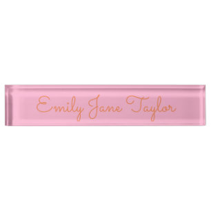 Elegante scriptnaam Minimalistische roze oranje cu Naambordje