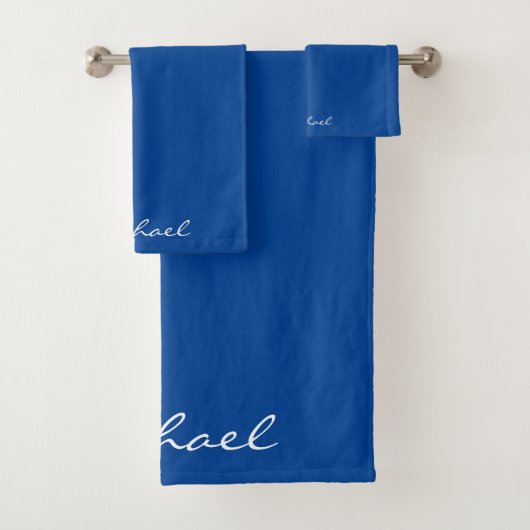 Elegante scriptnaam Modern Sjabloon Deep Blue Bad Handdoek (Insitu)