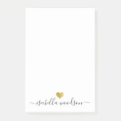 Elegante scriptnaam namaak goud folie hart post-it® notes (Voorkant)