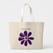 Elegante scriptnaam Paarse Flower Doodle Jumbo Grote Tote Bag (Achterkant)