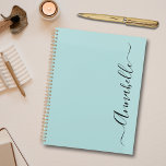 Elegante scriptnaam planner<br><div class="desc">Aqua mint groen gepersonaliseerde naam planner. Neem contact met mij op voor hulp bij maatwerk indien nodig.</div>